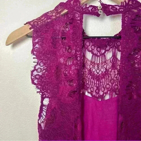 NWT Intimately FREE PEOPLE Women’s Magenta Lace Dress Size Small - Picture 8 of 16